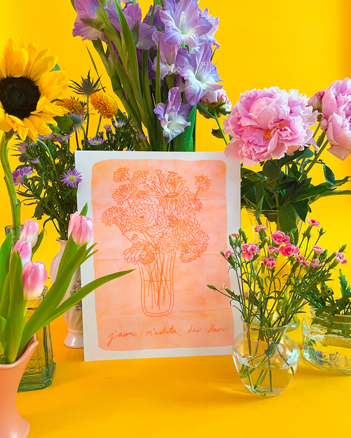 French Flowers Riso Print